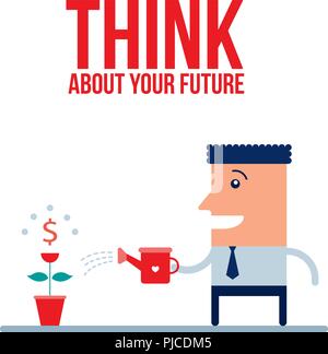 Happy Geschäftsmann mit Dollar Plant growing Money Tree Stock Vektor