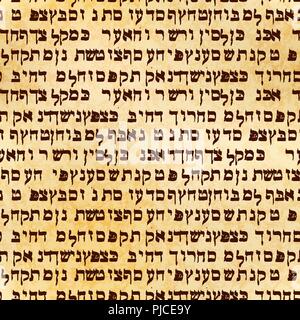 Abstrakte hebräisches Manuskript auf altem Pergament ohne Sinn, nahtlose Muster Stock Vektor