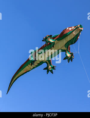 Ein riesiges Krokodil geformte Kite in Streatham gemeinsame Kite Tag kite Festival, London, UK Stockfoto