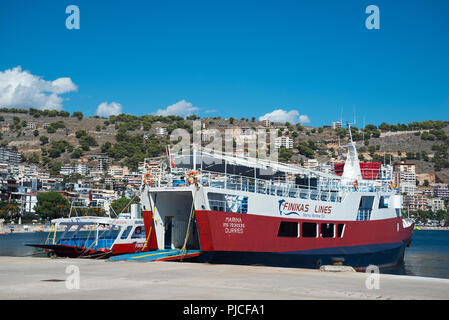 Fähre aus Albanien nach Korfu, Saranda, Albanien, Fähre, Faehre von Dresden nach Korfu, Albanien, Fähre Stockfoto