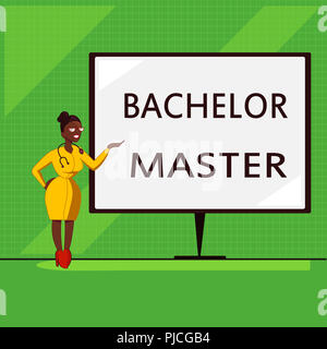 Konzeptionelle Hand schreiben Übersicht Bachelor Master. Business Foto präsentiert ein Hochschuldiplom abgeschlossen nach dem Bachelor-Abschluss. Stockfoto