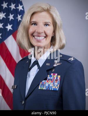 Kol. Anne Noel, 434Th Air Refuelling Flügel stellvertretender Kommandeur, posiert für ein offizielles Foto bei Grissom Air Reserve Base, Ind., 14. Juli 2018. Noel trat in ihre neue Rolle nach zahlreichen Befehl und Führungspositionen einschließlich Fluglehrer, evaluator Pilot, Operations Officer und squadron Commander. Stockfoto