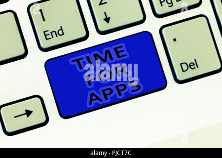 Handschrift text Zeit für Apps. Konzept sinn Die besten fullfeatured Service, mit schneller kommunizieren. Stockfoto