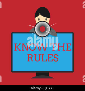 Schreiben Hinweis, kennen die Regeln. Business Foto präsentieren Lernen der allgemein anerkannte Grundsatz oder Anweisungen zu befolgen. Stockfoto