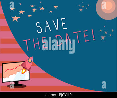Schreiben Hinweis angezeigt Datum speichern. Business foto Präsentation erinnern Sie sich an die Termine im Kalender markieren Einladung. Stockfoto