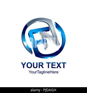 Initial FN logo Vorlage Blau circle Design für Business und Unternehmen Identität Stock Vektor