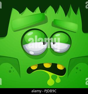 Frankenstein Zeichen. Halloween Gesicht Abbildung. Stock Vektor