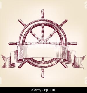 Schiffs Steuerrad Zeichnung Vector Illustration Stock Vektor