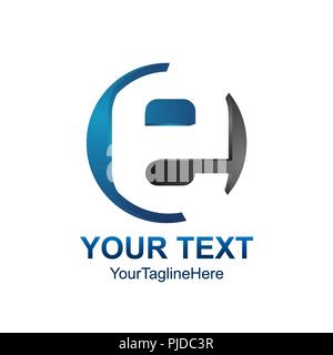 Anfangsbuchstabe E logo Vorlage grau blauen Kreis negative Design für Business und Unternehmen Identität Stock Vektor