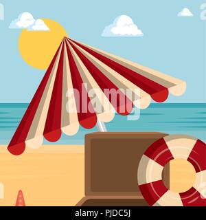 Sommer geniessen Sie Strand mit Symbolen Vector Illustration Design Stock Vektor