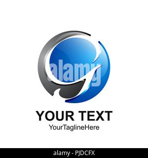 Anfangsbuchstabe G logo Vorlage Blau grauer Kreis negative Design für Business und Unternehmen Identität Stock Vektor