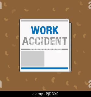 Konzeptionelle Hand schreiben Übersicht Arbeitsunfall. Business Foto Text Fehler Schädigung geschah im Auftrag verletzt. Stockfoto