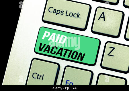 Konzeptionelle Hand schreiben, bezahlten Urlaub. Business Foto text Sabbatical Wochenende Urlaub. Stockfoto