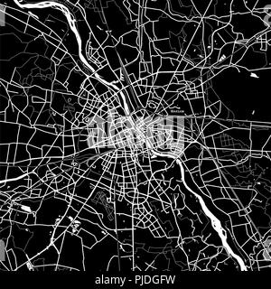 Lageplan von Warschau, Polen. Der dunkle Hintergrund Version für Infografik und Marketing Projekte. Stock Vektor