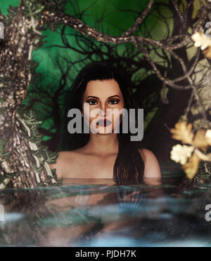 Frau im Wasser, 3d-Mixed Media für Buchillustration oder Buch Cover Stockfoto