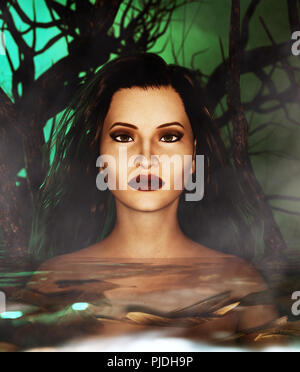 Frau im Wasser, 3d-Mixed Media für Buchillustration oder Buch Cover Stockfoto