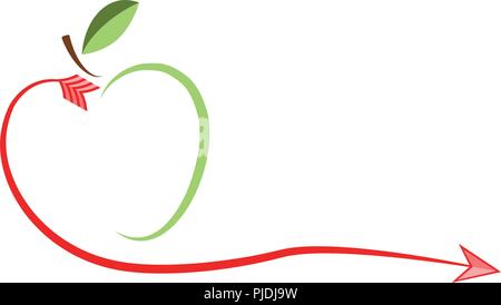 Grüner Apfel und rote Herz - Vektor Logo. Die Idee einer Logo Design für ein Unternehmen von Bio-Produkten, vegetarische Kost, ökologischer Güter und andere. Stock Vektor