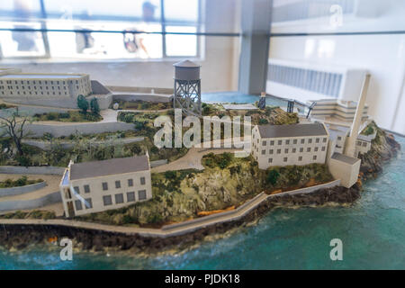San Francisco, USA - Das Alcatraz Gefängnis Modell, Ansicht von oben Stockfoto