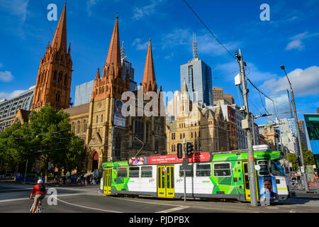 Straßenbahn-Netz, das öffentliche Verkehrsnetz in Melbourne, Australien Stockfoto