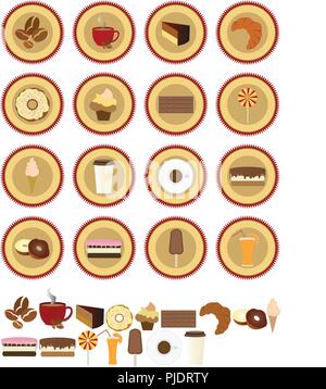 Satz flacher Dessert Symbole. Vector Illustration. Stock Vektor