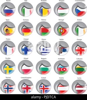 Reihe von Icons. Flaggen von Europa. Stock Vektor
