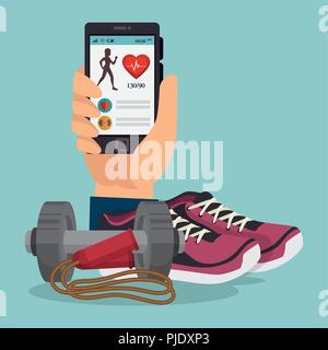 Smartphone mit gesunden Lebensstil Symbole Stock Vektor