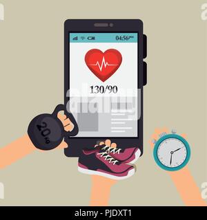 Smartphone mit gesunden Lebensstil Symbole Stock Vektor