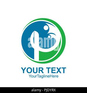 Anfangsbuchstabe P Logo template Blaugrün Human Design für Business- und Unternehmensidentität Stock Vektor