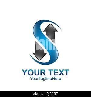 S schreiben Logo icon Vorlage. Symbol S Schriftzug Pfeil stil Vektor für die Firma Name Marke. Auf weissem Hintergrund. Stock Vektor