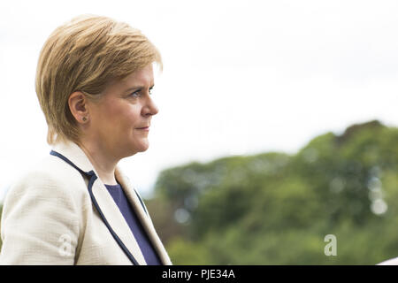 Nicola Sturgeon teilnehmen wird Turriff Unterstützung für Scotch Lamm zu verkünden, treffen sich Teilnehmer und Aussicht Stände bei der jährlichen zeigen. Mit: Nicola Sturgeon Wo: Turrif, Großbritannien Wann: 06 Aug 2018 Quelle: Euan Kirsche / WANN Stockfoto