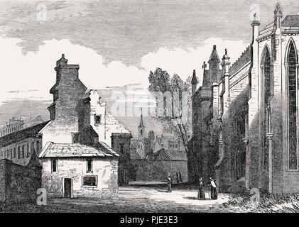 Trinity Hospital und Trinity College Kirk, einem Königlichen Stiftskirche im Jahr 1848 abgerissen, Edinburgh, Schottland, 1845 Stockfoto