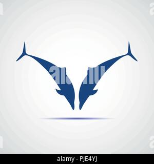 Zwei blaue Delphine Sprünge silhouette Vector Illustration Stock Vektor