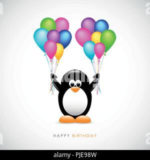 Süße Pinguin flying mit bunten Heliumballons kindisch cartoon Design Vector Illustration EPS 10. Stock Vektor