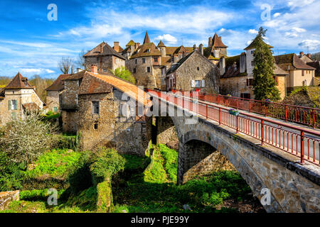 Mittelalterliche Altstadt von Carennac, Lot Abteilung, ist eines der schönsten Dörfer von Frankreich (les plus beaux villages de France) Stockfoto