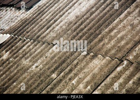 Wellblech Dach, häufig benutzt als behelfsmäßige Konstruktion/Baumaterial für Häuser in vielen Teilen der Welt. Sapa, Vietnam Stockfoto