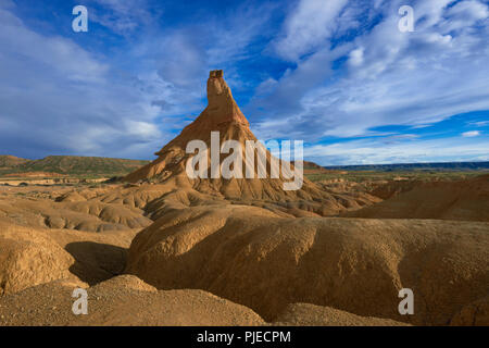 Typische Rock Formation, Naturpark Bardenas Reales, Spanien Stockfoto