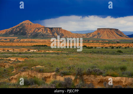 Typische Rock Formation, Naturpark Bardenas Reales, Spanien Stockfoto