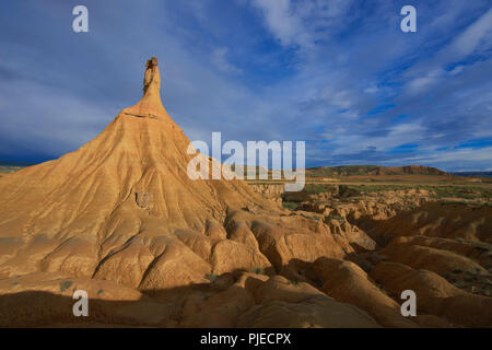 Typische Rock Formation, Naturpark Bardenas Reales, Spanien Stockfoto