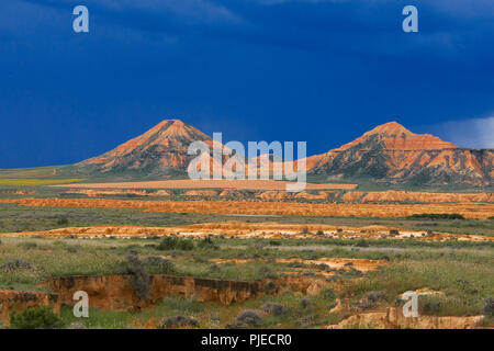 Typische Rock Formation, Naturpark Bardenas Reales, Spanien Stockfoto