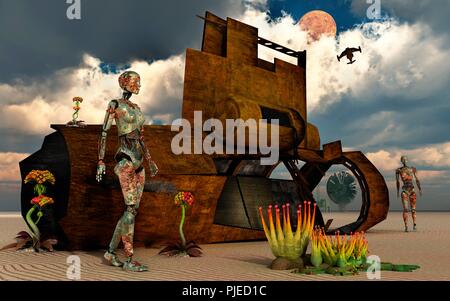 Heruntergekommenen verlassenen Communications Center. Stockfoto