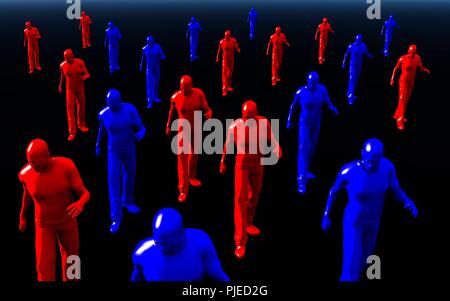 Masse der Republikaner und Demokraten, Rot, Blau Stockfoto