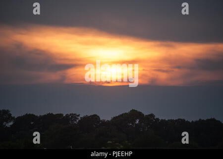 sundog über lincoln bei Sonnenuntergang im Sommer Stockfoto