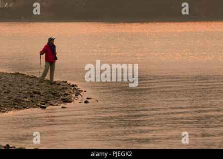 Wanderer auf Whiffen Whiffen Spit Spit, Park, Sooke, British Columbia, Kanada Stockfoto