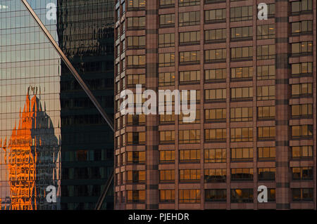 Downtown Seattle mit abstrakten Close-up von Gebäude Fassade. Stockfoto
