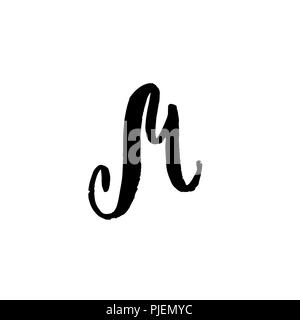 Von Hand bemalt Schreiben M. trockenen Pinsel modernen Schriftzug. Vector Illustration. Stock Vektor