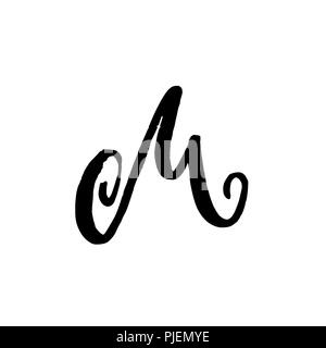 Von Hand bemalt Schreiben M. trockenen Pinsel modernen Schriftzug. Vector Illustration. Stock Vektor