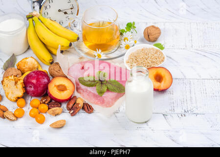 Lebensmittel mit Melatonin Stockfoto