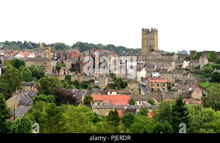 Richmond, Yorkshire, von Culloden Turm gesehen Stockfoto