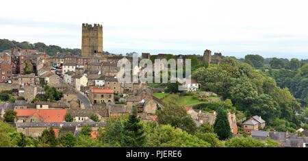 Richmond, Yorkshire, von Culloden Turm gesehen Stockfoto