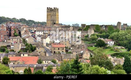 Richmond, Yorkshire, von Culloden Turm gesehen Stockfoto